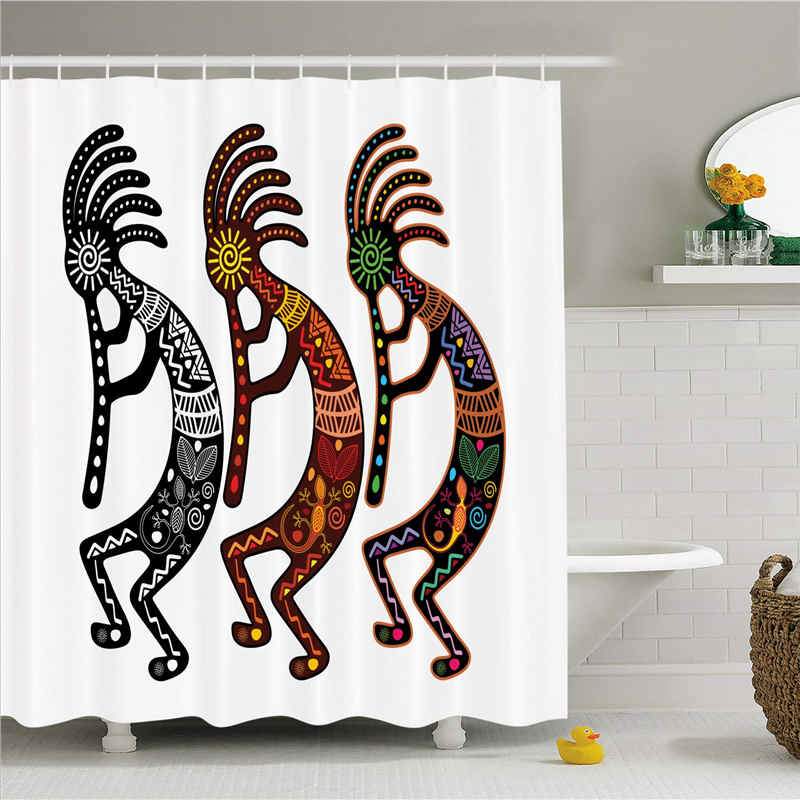 Southwestern Shower Curtain Ancient Fertility Deity Figures Tribal Art Inspired by Timeless Mythology Multicolor
