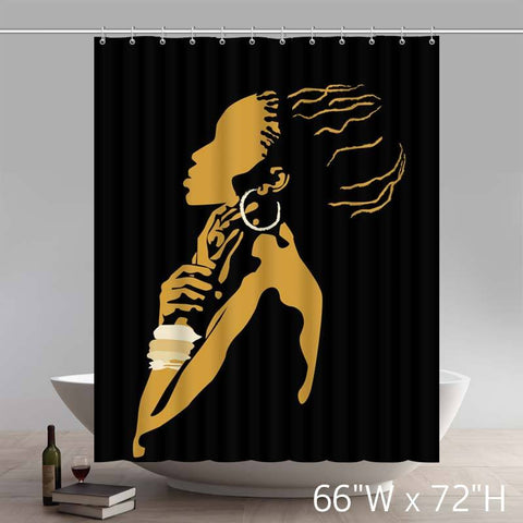 Image of Popular And Cheap Black African Woman Waterproof Bathroom Shower Curtain