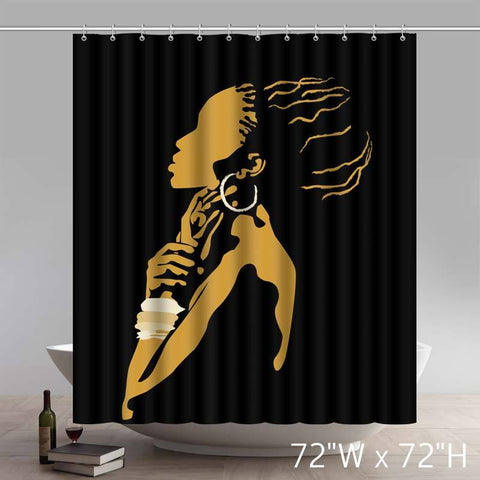Image of Popular And Cheap Black African Woman Waterproof Bathroom Shower Curtain