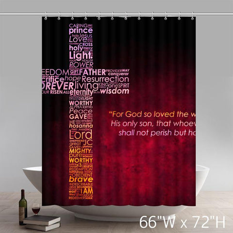 Image of Liberty Art Jesus Christ Christian Cross Pattern Bathroom Shower Curtain Shower
