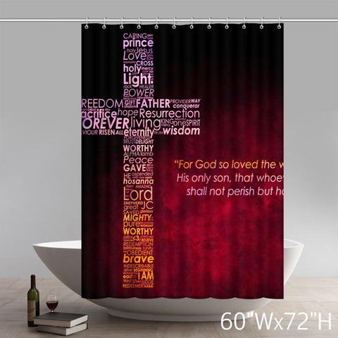 Image of Liberty Art Jesus Christ Christian Cross Pattern Bathroom Shower Curtain Shower