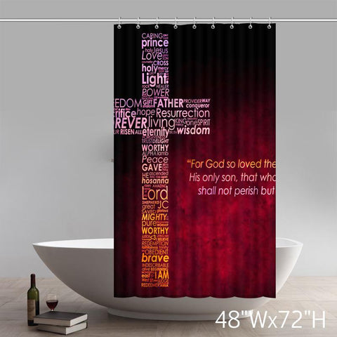 Image of Liberty Art Jesus Christ Christian Cross Pattern Bathroom Shower Curtain Shower