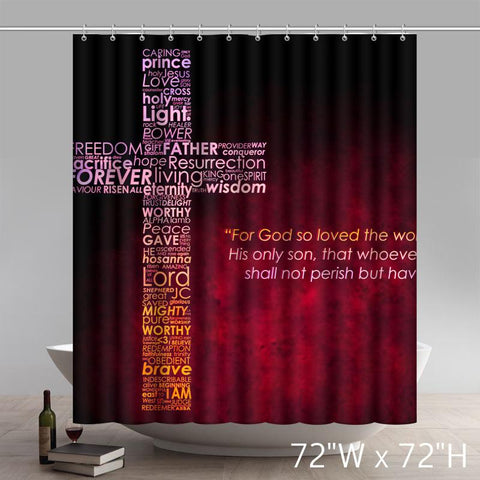 Image of Liberty Art Jesus Christ Christian Cross Pattern Bathroom Shower Curtain Shower