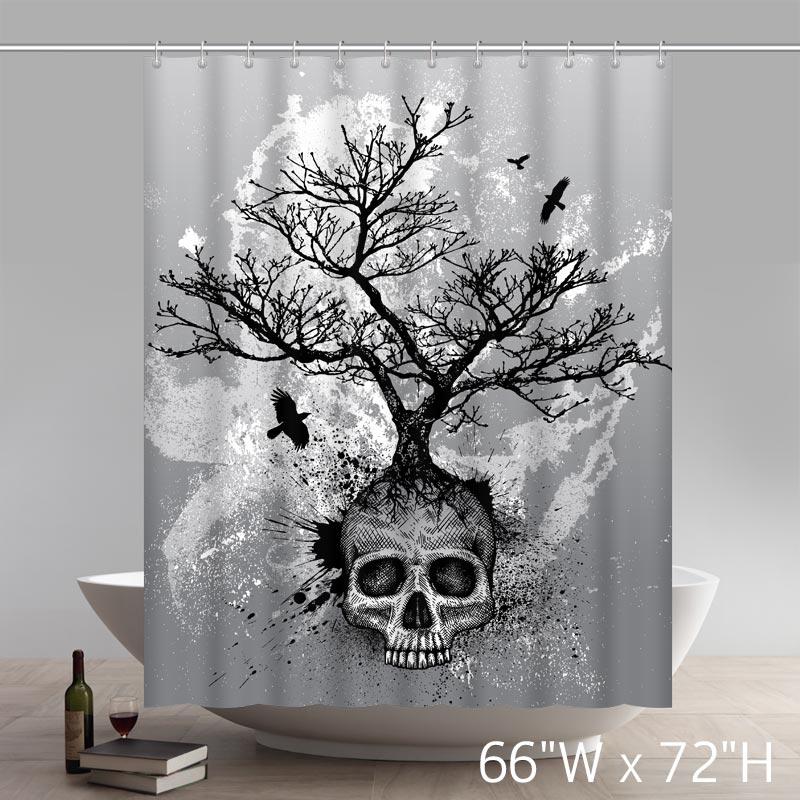 Creative Skull Tree Home Decor Day of the Dead Polyester Fabric Shower Curtain
