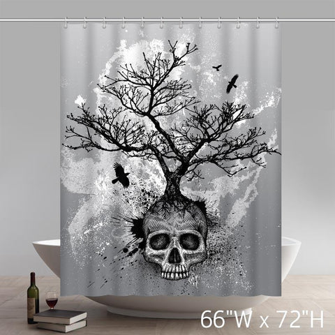 Image of Creative Skull Tree Home Decor Day of the Dead Polyester Fabric Shower Curtain
