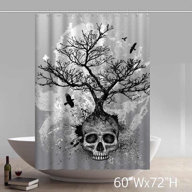 Creative Skull Tree Home Decor Day of the Dead Polyester Fabric Shower Curtain