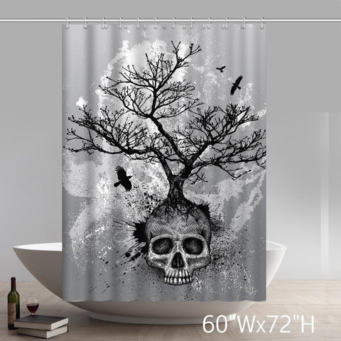 Image of Creative Skull Tree Home Decor Day of the Dead Polyester Fabric Shower Curtain