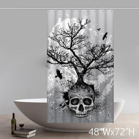 Image of Creative Skull Tree Home Decor Day of the Dead Polyester Fabric Shower Curtain