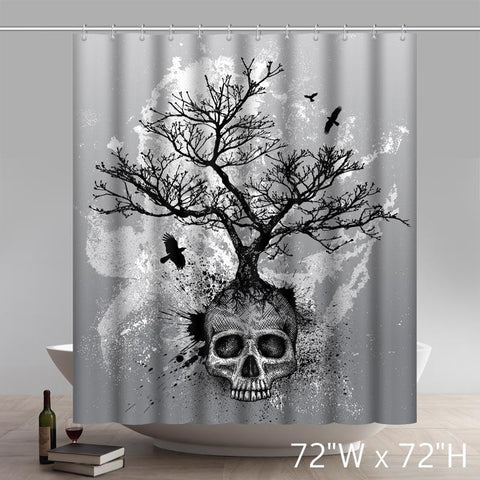 Image of Creative Skull Tree Home Decor Day of the Dead Polyester Fabric Shower Curtain
