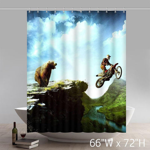 Image of Cross Bear Scenic Moto Motoxbear Shower Curtain