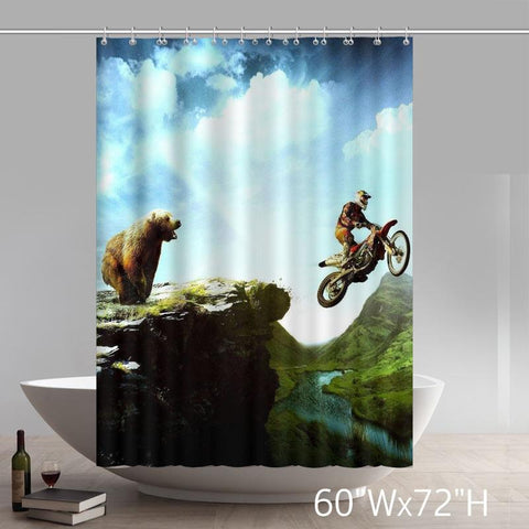 Image of Cross Bear Scenic Moto Motoxbear Shower Curtain