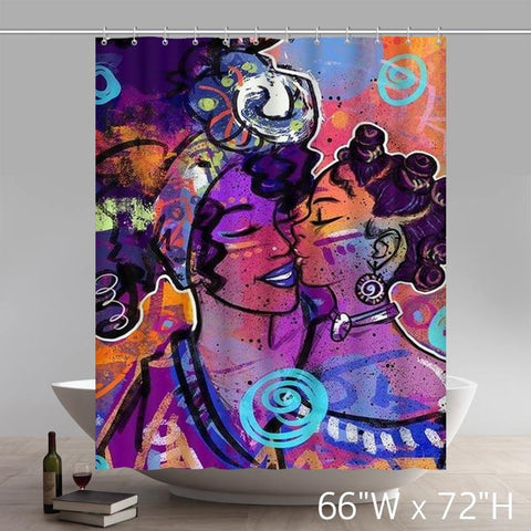 Image of Custom African American Black Women Painting Bath Shower Curtains