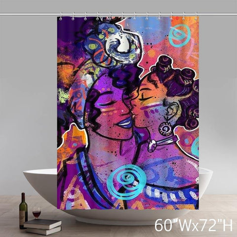 Image of Custom African American Black Women Painting Bath Shower Curtains