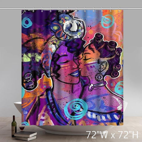 Image of Custom African American Black Women Painting Bath Shower Curtains