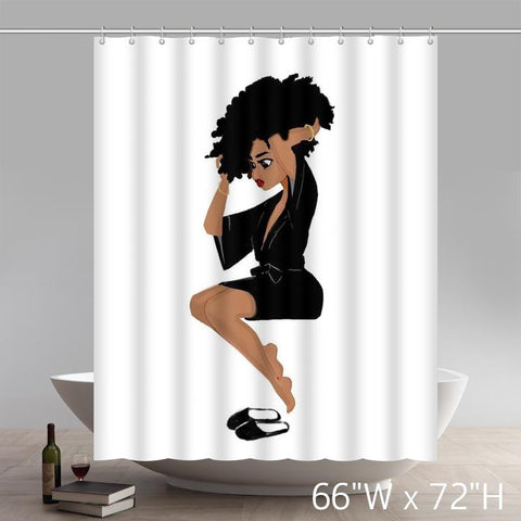 Image of Custom Black Girl Magique Witch Print Waterproof Bathroom Shower Curtains