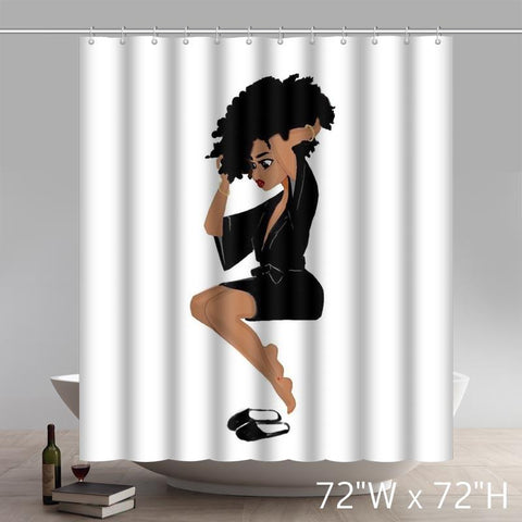 Image of Custom Black Girl Magique Witch Print Waterproof Bathroom Shower Curtains