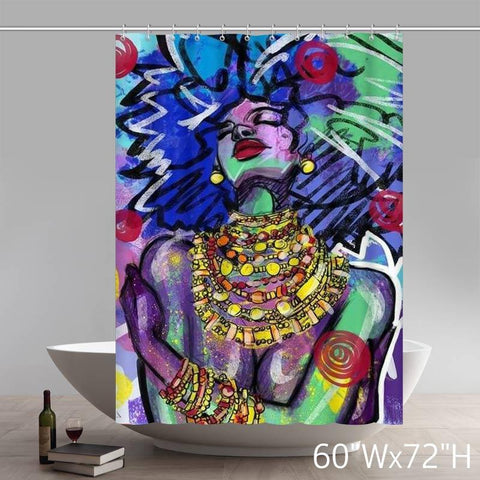 Image of Custom Natural Hair Inspiration Cake Face Liberty Art Waterproof Bathroom Shower Curtains