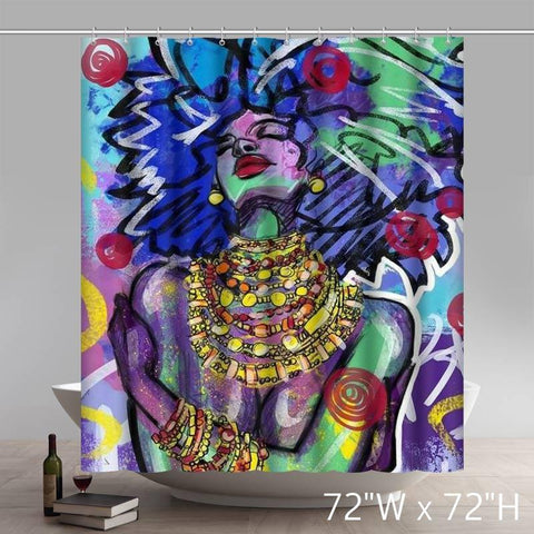 Image of Custom Natural Hair Inspiration Cake Face Liberty Art Waterproof Bathroom Shower Curtains