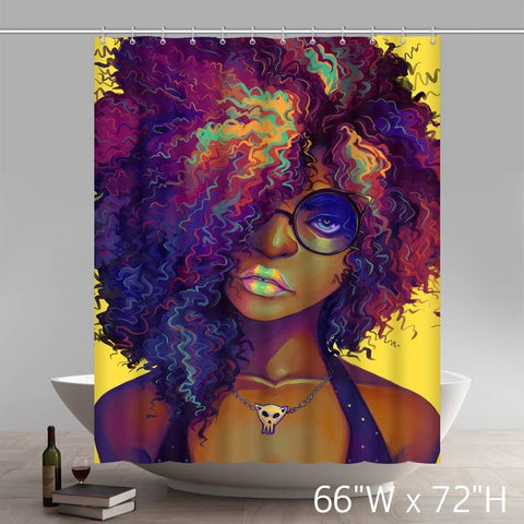 Image of Custom Natural Hair Liberty Art Black Beauty Waterproof Bathroom Shower Curtains