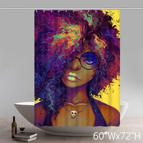Image of Custom Natural Hair Liberty Art Black Beauty Waterproof Bathroom Shower Curtains