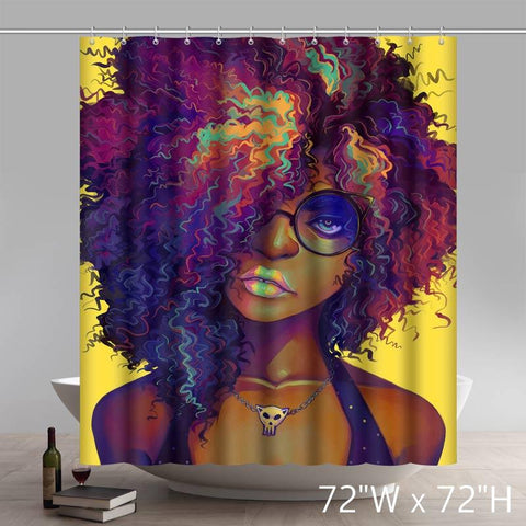 Image of Custom Natural Hair Liberty Art Black Beauty Waterproof Bathroom Shower Curtains