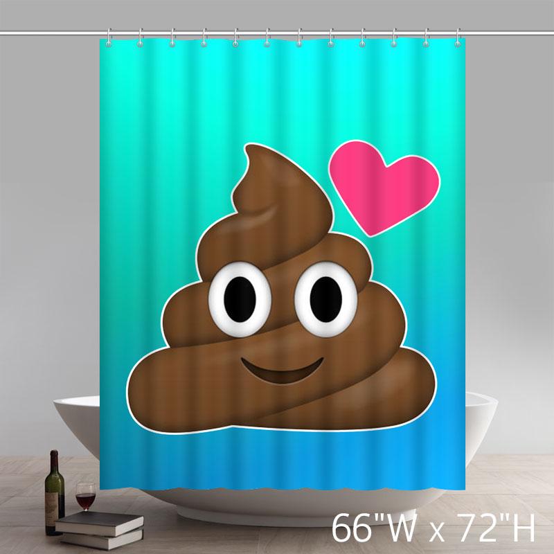 Custom Funny Poop Emoji Print Waterproof Bathroom Shower Curtains