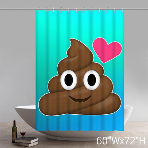 Image of Custom Funny Poop Emoji Print Waterproof Bathroom Shower Curtains