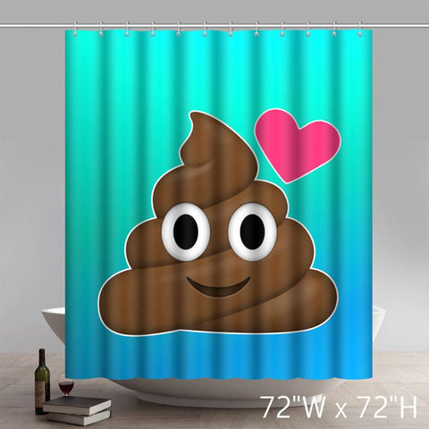 Image of Custom Funny Poop Emoji Print Waterproof Bathroom Shower Curtains