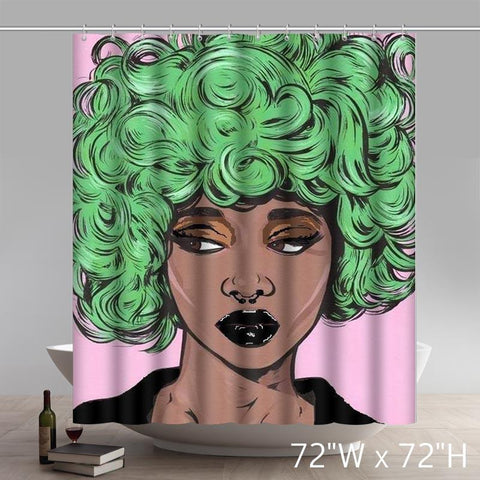 Image of Custom Black Pop Art Girl Waterproof Bathroom Shower Curtains