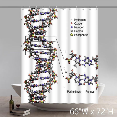 Image of Liberty Art Science DNA Waterproof Polyester Fabric Shower Curtain