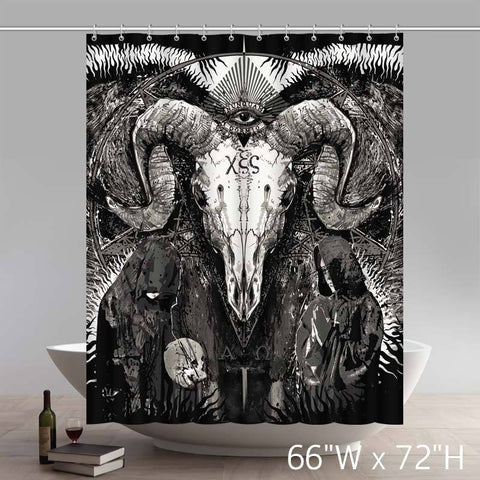 Image of Symbol Satanic Dark Satan Skull Evil Shower Curtain Bathroom