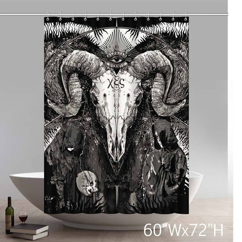 Image of Symbol Satanic Dark Satan Skull Evil Shower Curtain Bathroom