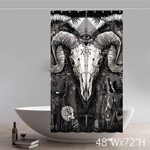 Image of Symbol Satanic Dark Satan Skull Evil Shower Curtain Bathroom
