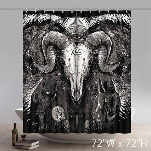Image of Symbol Satanic Dark Satan Skull Evil Shower Curtain Bathroom