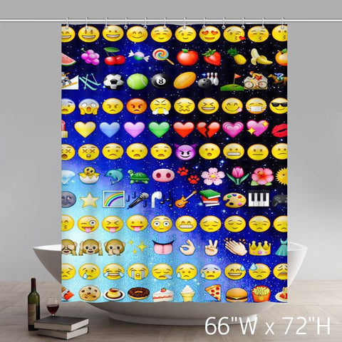 Image of Funny Emojis 100% Polyester Waterproof Shower curtain