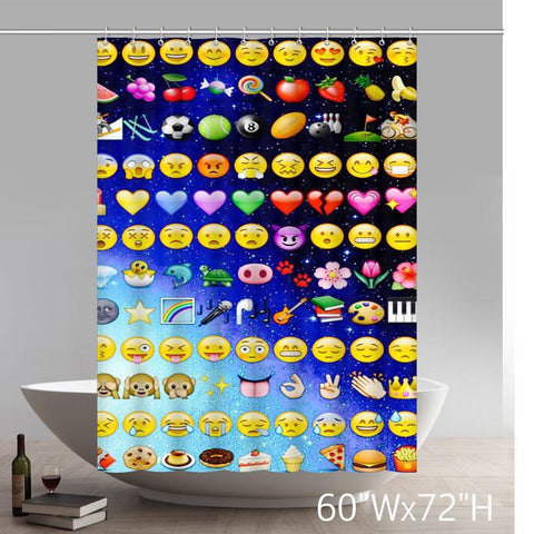 Image of Funny Emojis 100% Polyester Waterproof Shower curtain