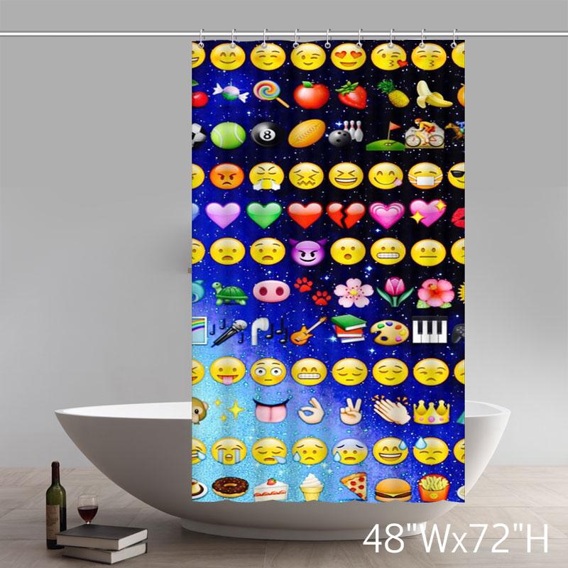 Funny Emojis 100% Polyester Waterproof Shower curtain