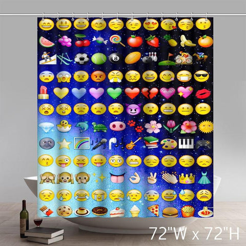 Image of Funny Emojis 100% Polyester Waterproof Shower curtain