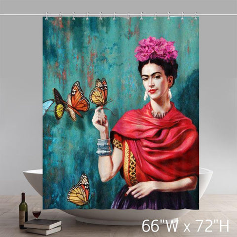 Image of Liberty Art Frida Kahlo Christmas Gift Design of Waterproof Fabric Bathroom Shower Curtain