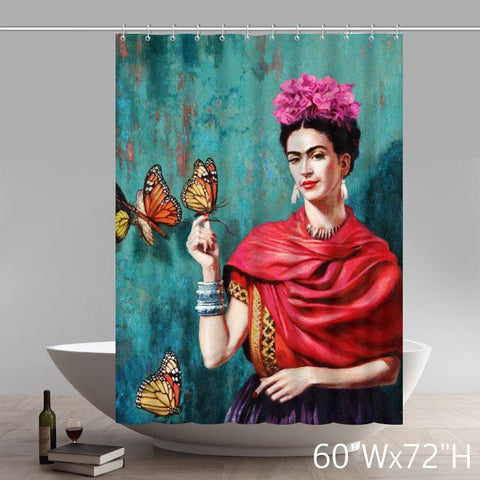 Image of Liberty Art Frida Kahlo Christmas Gift Design of Waterproof Fabric Bathroom Shower Curtain