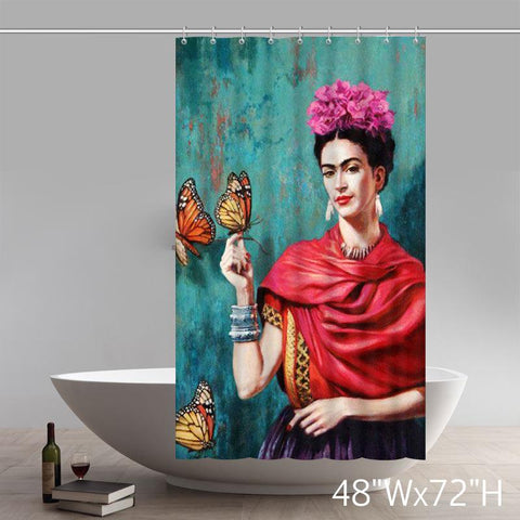Image of Liberty Art Frida Kahlo Christmas Gift Design of Waterproof Fabric Bathroom Shower Curtain