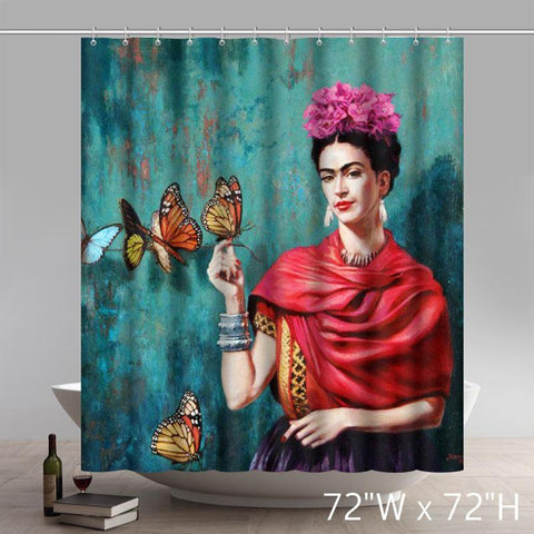 Image of Liberty Art Frida Kahlo Christmas Gift Design of Waterproof Fabric Bathroom Shower Curtain