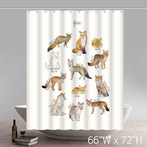 Image of Funny Print Custom All Kinds Of Foxes Shower Curtains