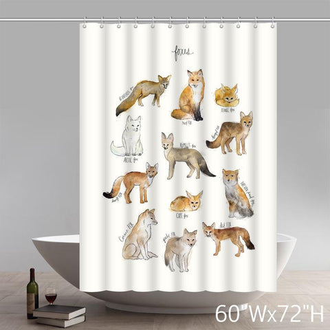 Image of Funny Print Custom All Kinds Of Foxes Shower Curtains