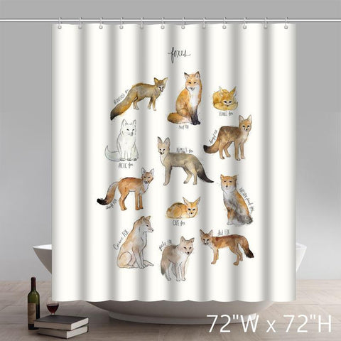 Image of Funny Print Custom All Kinds Of Foxes Shower Curtains