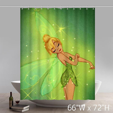 Image of Funny Print Peter Pan Tinker Bell Waterproof Polyester Shower Curtains