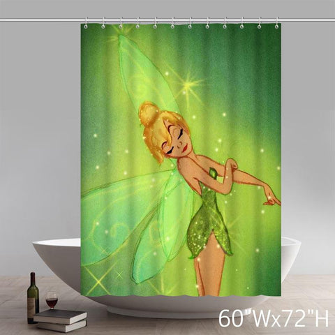 Image of Funny Print Peter Pan Tinker Bell Waterproof Polyester Shower Curtains