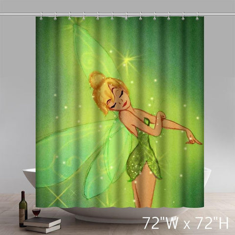 Image of Funny Print Peter Pan Tinker Bell Waterproof Polyester Shower Curtains