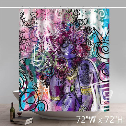 Image of Geometric Custom Graffiti Pattern Waterproof Bathroom Shower Curtains