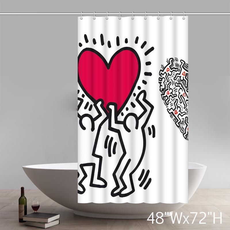 Keith haring love heart Graffiti art Custom Shower Curtain